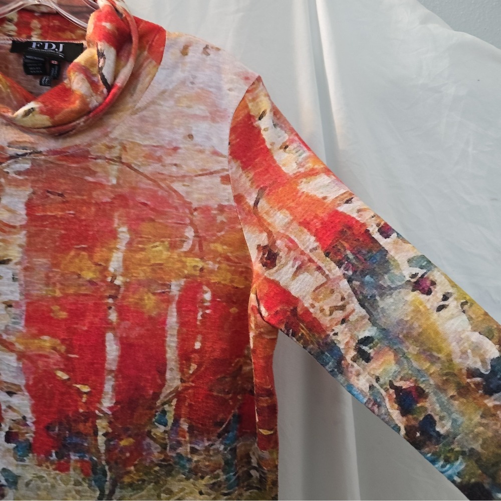 FDJ French Dressing Abstract Wearable Art Autumn Birch Tree Forest Shirt Sz S - Picture 6 of 12